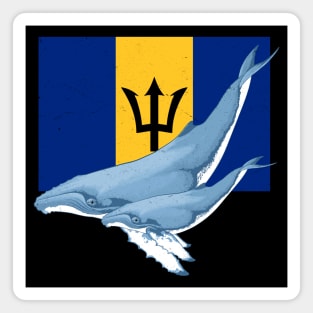 Flag of Barbados with Humpback Whales Magnet